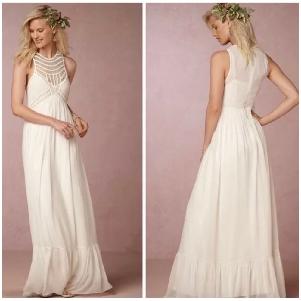 Twelfth St by Cynthia Vincent x BHLDN Jessalyn 2 / XS Ivory Beaded Maxi Bridal - Picture 5 of 10